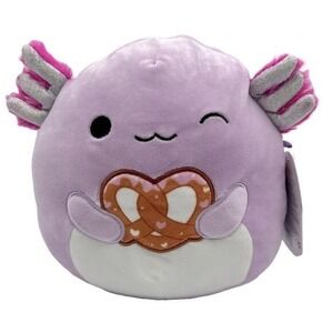Squishmallows 8" Monica Purple Axolotl Plush Heart Pretzel NEW